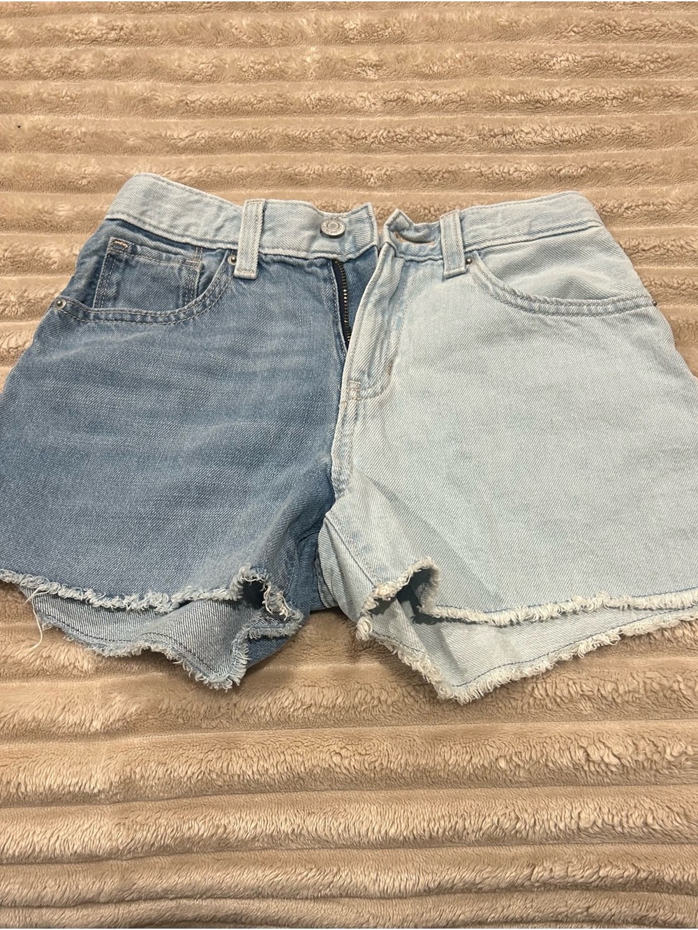 Two-Tone Light Blue Denim Girls Shorts